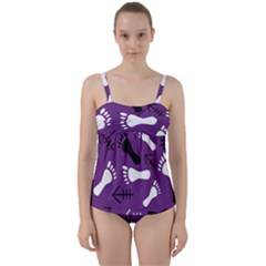 Purple Twist Front Tankini Set