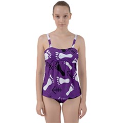 Purple Twist Front Tankini Set by HASHHAB