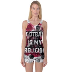 Football Is My Religion One Piece Boyleg Swimsuit by Valentinaart