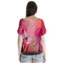 Wonderful Butterflies With Dragonfly V-Neck Flutter Sleeve Top View2