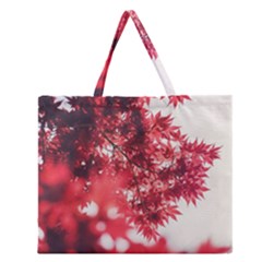 Maple Leaves Red Autumn Fall Zipper Large Tote Bag by Sapixe