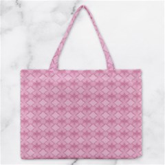 Pattern Pink Grid Pattern Zipper Medium Tote Bag