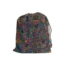 Trees Internet Multicolor Psychedelic Reddit Detailed Colors Drawstring Pouches (large)  by Sapixe