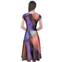 Lilac and Orange Cap Sleeve Wrap Front Dress View2