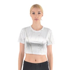 White Marble Tiles Rock Stone Statues Cotton Crop Top