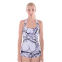 Marble Tiles Rock Stone Statues Boyleg Halter Swimsuit  View1