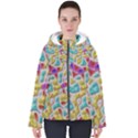 3d shapes on a grey background                                  Women s Hooded Puffer Jacket View1