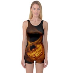 Skull One Piece Boyleg Swimsuit by StarvingArtisan