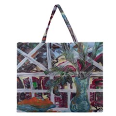 Still Life With Tangerines And Pine Brunch Zipper Large Tote Bag by bestdesignintheworld