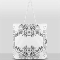Vintage Ornamental Decorative Full Print Rope Handle Tote (large)