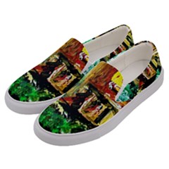 Old Tree And House With An Arch 5 Men s Canvas Slip Ons by bestdesignintheworld