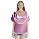 rose  V-Neck Flutter Sleeve Top View1