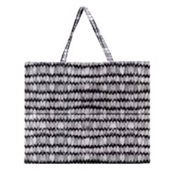 Abstract Wavy Black And White Pattern Zipper Large Tote Bag by dflcprints