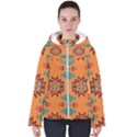 Misc shapes on an orange background                                   Women s Hooded Puffer Jacket View1