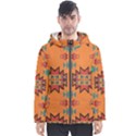 Misc shapes on an orange background                                    Men s Hooded Puffer Jacket View1