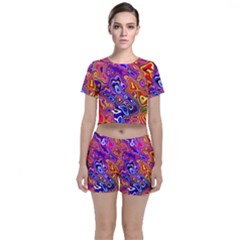 Colorful Texture                                Crop Top And Shorts Co-ord Set
