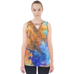 Blue Brown  Texture                                       Cut Out Tank Top