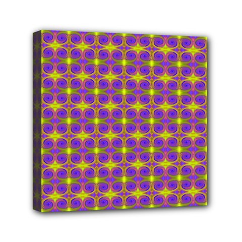 Purple Yellow Swirl Pattern Mini Canvas 6  X 6 