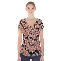 Crying Kim Kardashian Short Sleeve Front Detail Top