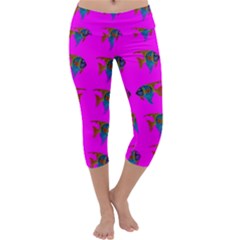 Opposite Way Fish Swimming Capri Yoga Leggings
