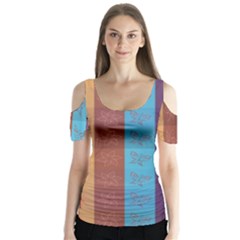 Background Desktop Squares Butterfly Sleeve Cutout Tee 
