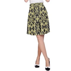 Golden Ornate Intricate Pattern A-line Skirt
