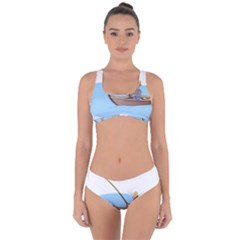 Fishing Fish Fisherman Boat Mare Criss Cross Bikini Set