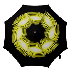 Fractal Swirl Yellow Black Whirl Hook Handle Umbrellas (medium) by Sapixe