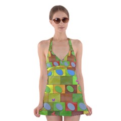 Easter Egg Happy Easter Colorful Halter Dress Swimsuit 