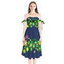 Flower Power Flowers Ornament Shoulder Tie Bardot Midi Dress View1