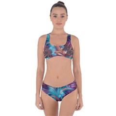 Feather Fractal Artistic Design Criss Cross Bikini Set