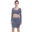 Linear Intricate Geometric Pattern Long Sleeve Crop Top & Bodycon Skirt Set View1