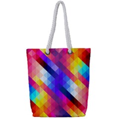 Abstract Background Colorful Pattern Full Print Rope Handle Tote (small)