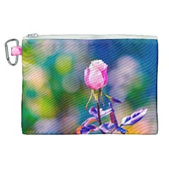 Pink Rose Flower Canvas Cosmetic Bag (xl) by FunnyCow