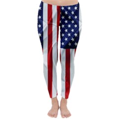 American Usa Flag Vertical Classic Winter Leggings by FunnyCow