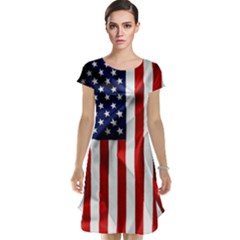 American Usa Flag Vertical Cap Sleeve Nightdress by FunnyCow