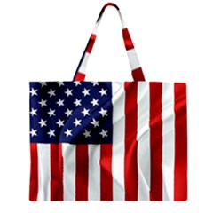 American Usa Flag Vertical Zipper Large Tote Bag by FunnyCow