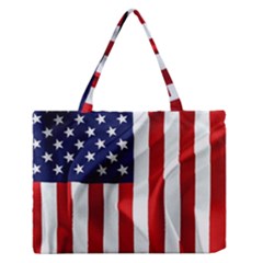 American Usa Flag Vertical Zipper Medium Tote Bag by FunnyCow
