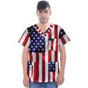 American Usa Flag Vertical Men s V-Neck Scrub Top View1