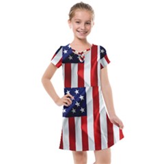 American Usa Flag Vertical Kids  Cross Web Dress by FunnyCow