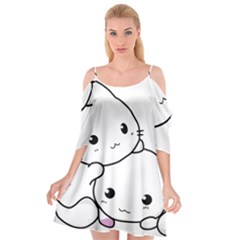 Kitty Cuddling Cat Kitten Feline Cutout Spaghetti Strap Chiffon Dress