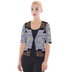 Butterflies And Flowers A In Romantic Universe Cropped Button Cardigan