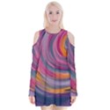 Purple Circles swirls Velvet Long Sleeve Shoulder Cutout Dress View1