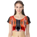 Retro Native orange graffiti by Kiekie Strickland Short Sleeve Crop Top View1