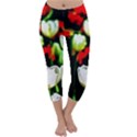White And Red Sunlit Tulips Capri Winter Leggings  View1