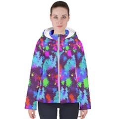 Paint Spots Texture                                        Women s Hooded Puffer Jacket