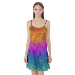 Fractal Batik Art Hippie Rainboe Colors 1 Satin Night Slip by EDDArt