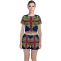 Distorted shapes on a blue background                                 Crop Top and Shorts Co-Ord Set View1