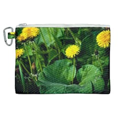 Yellow Dandelion Flowers In Spring Canvas Cosmetic Bag (xl) by FunnyCow