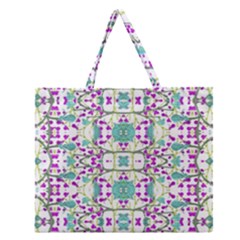 Colorful Modern Floral Baroque Pattern 7500 Zipper Large Tote Bag by dflcprints